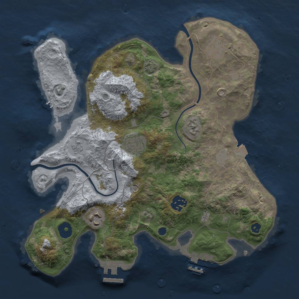 Rust Map: Procedural Map, Size: 3000, Seed: 13516, 10 Monuments