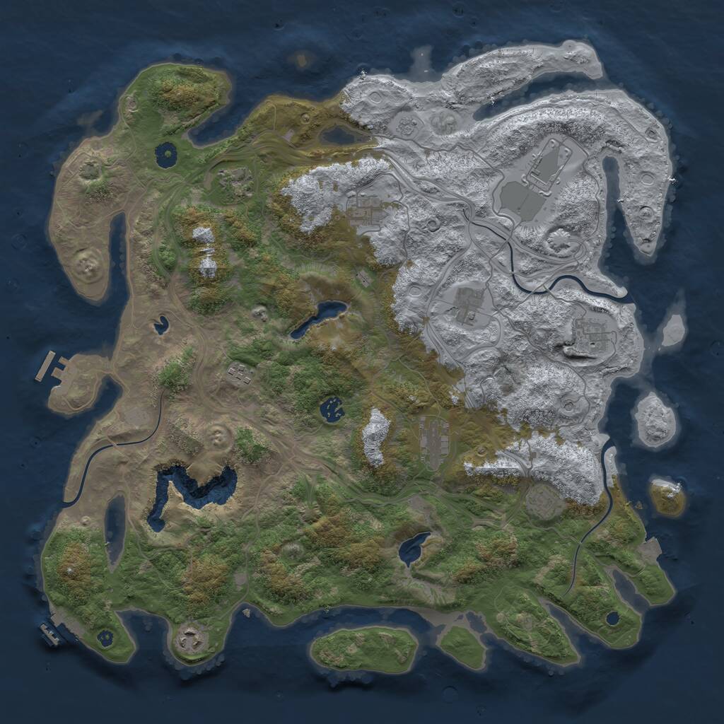 Rust Map: Procedural Map, Size: 4500, Seed: 22080, 16 Monuments