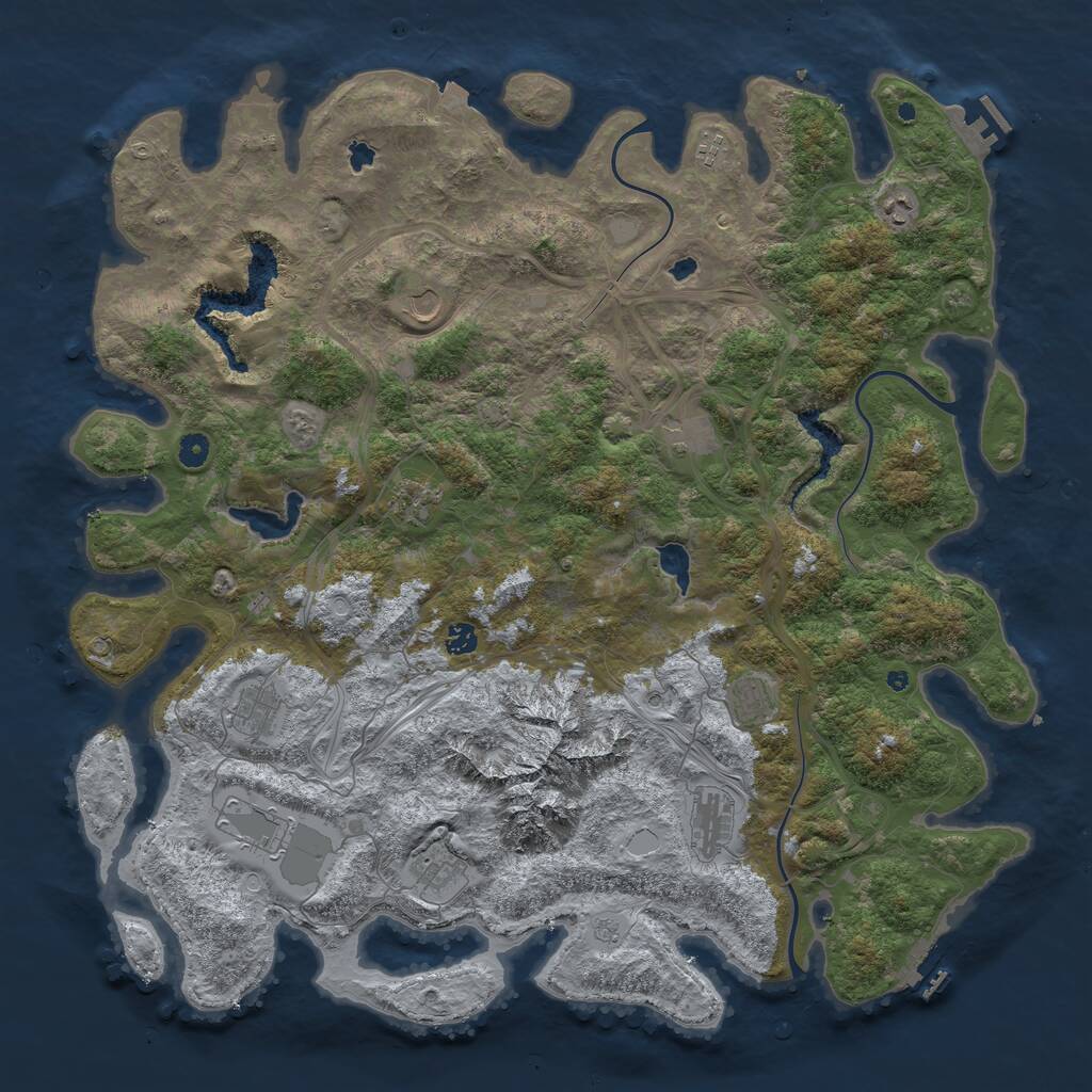 Rust Map: Procedural Map, Size: 5000, Seed: 455961895, 17 Monuments