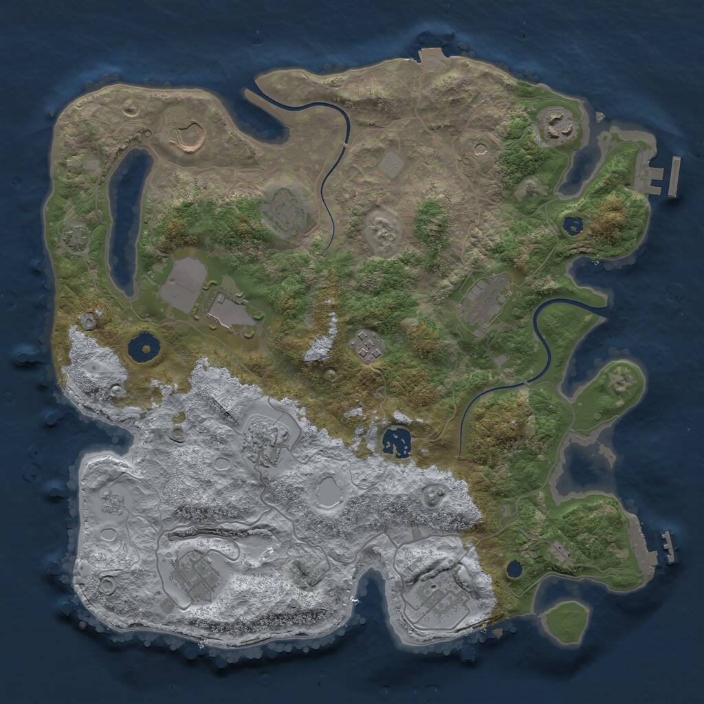 Rust Map: Procedural Map, Size: 3500, Seed: 1306566125, 16 Monuments