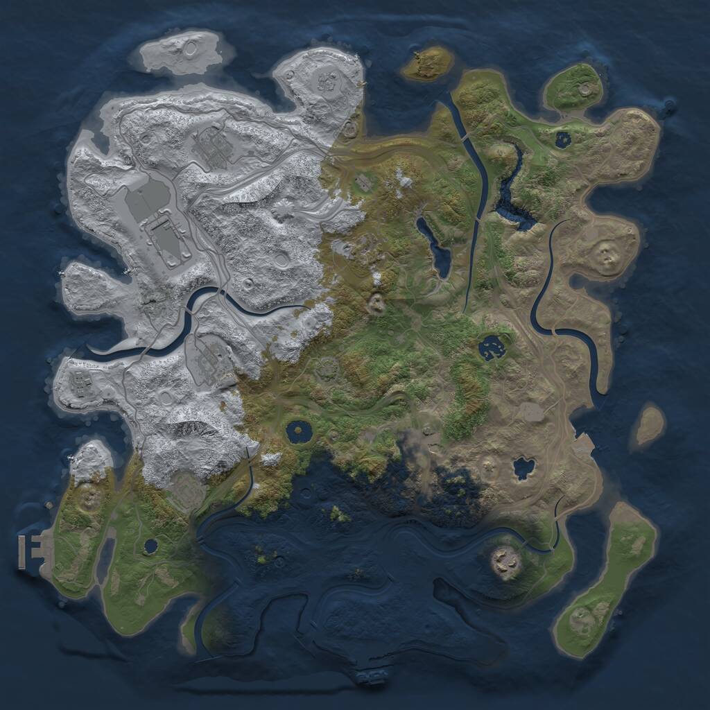 Rust Map: Procedural Map, Size: 4250, Seed: 1277972132, 17 Monuments