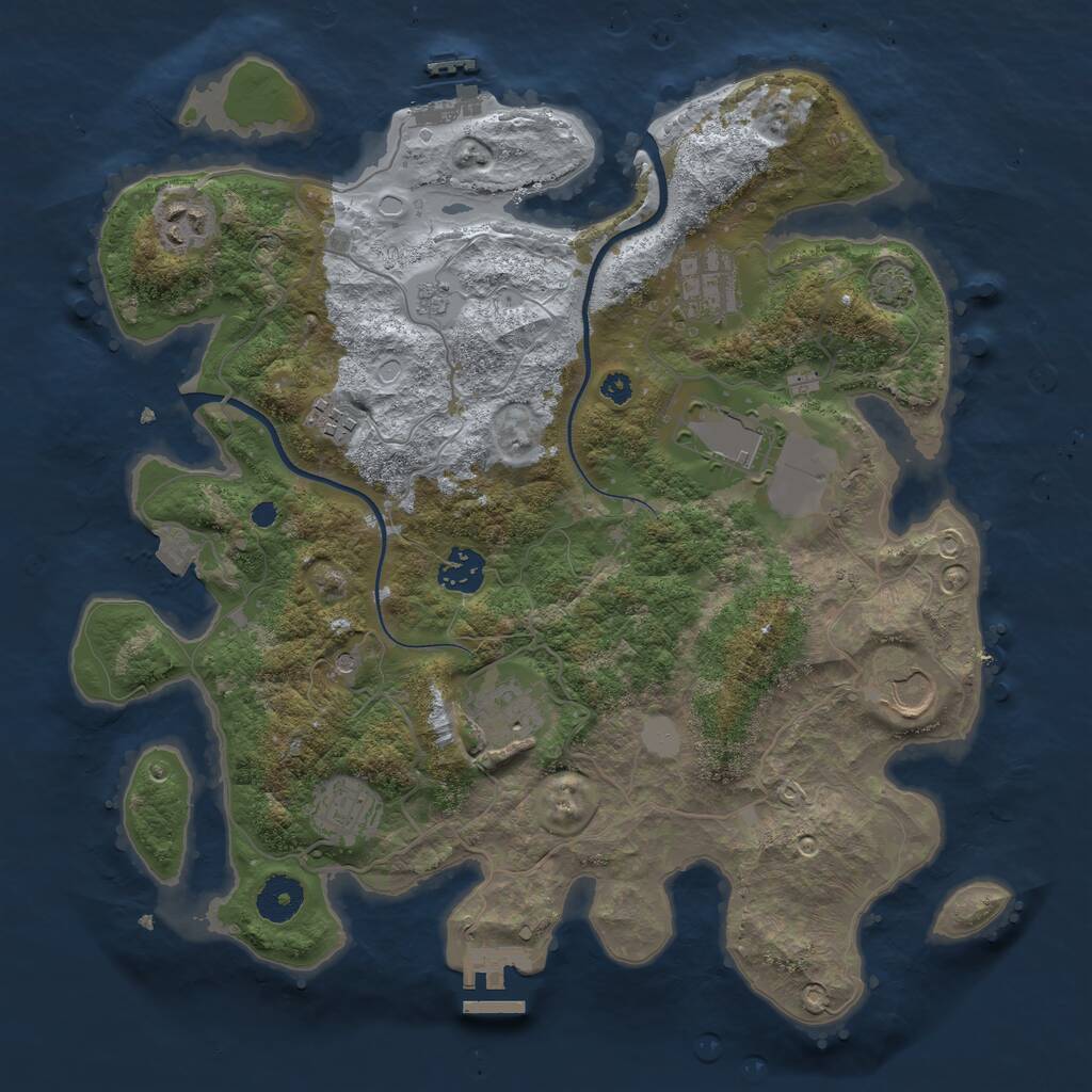 Rust Map: Procedural Map, Size: 3550, Seed: 1980007529, 14 Monuments