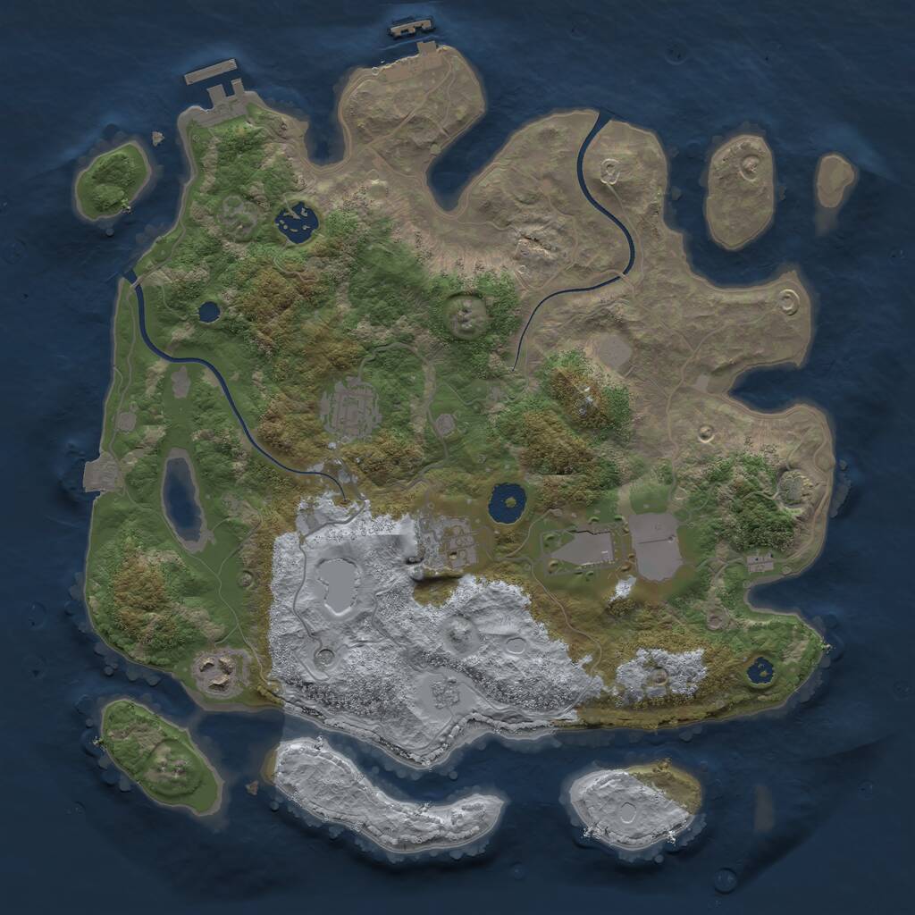 Rust Map: Procedural Map, Size: 3500, Seed: 1010101, 11 Monuments