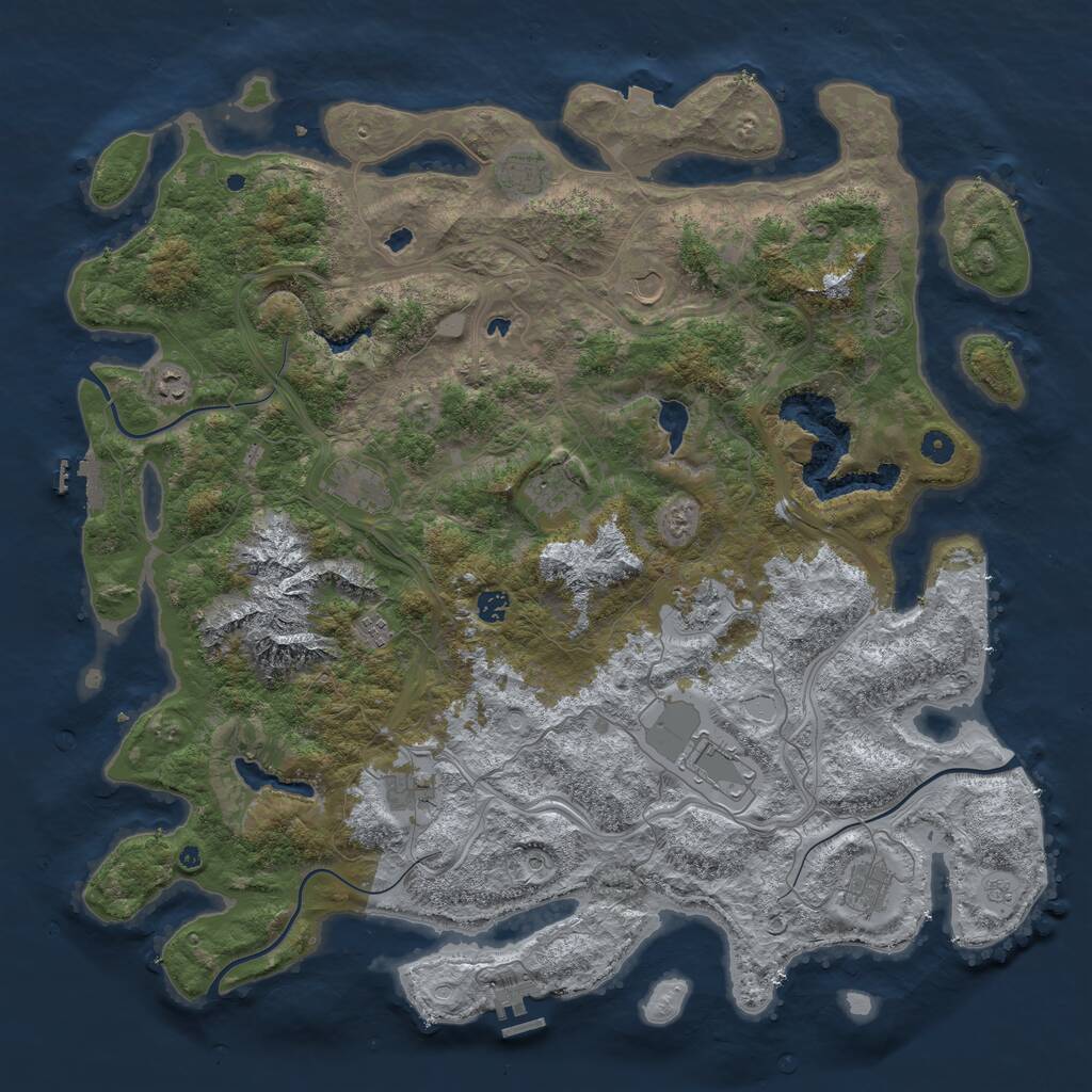 Rust Map: Procedural Map, Size: 5000, Seed: 57899434, 17 Monuments