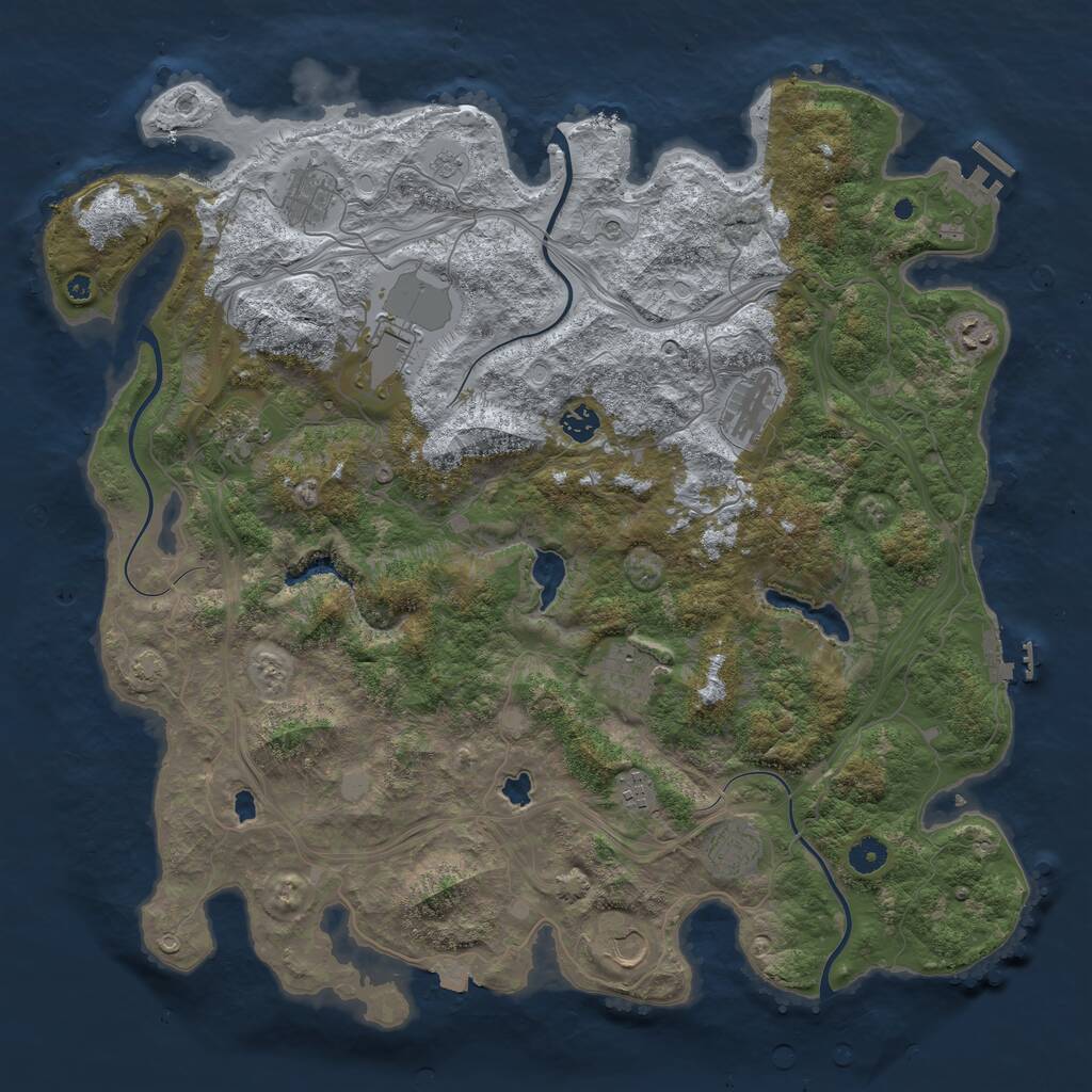 Rust Map: Procedural Map, Size: 4500, Seed: 24020130, 16 Monuments