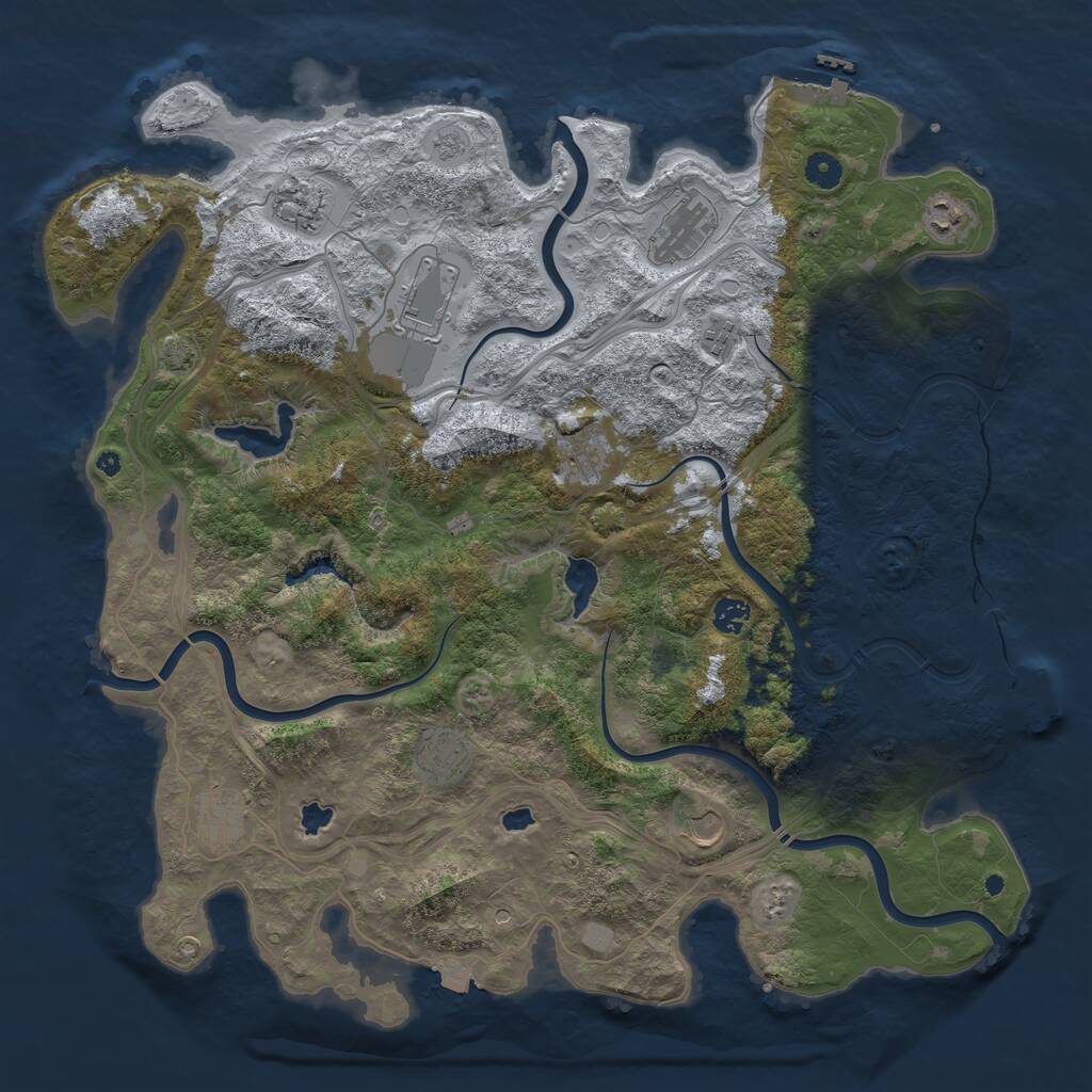 Rust Map: Procedural Map, Size: 4500, Seed: 24020130, 18 Monuments