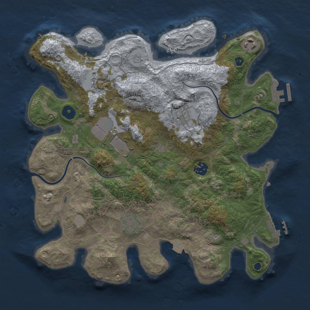 Rust Map: Procedural Map, Size: 3500, Seed: 863692439, 12 Monuments