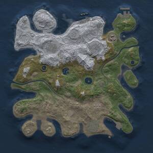 Thumbnail Rust Map: Procedural Map, Size: 3300, Seed: 345558249, 13 Monuments