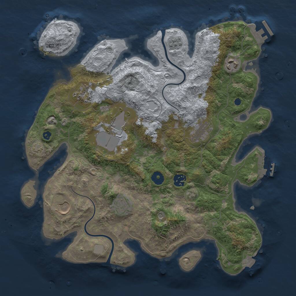 Rust Map: Procedural Map, Size: 3500, Seed: 1574782480, 13 Monuments