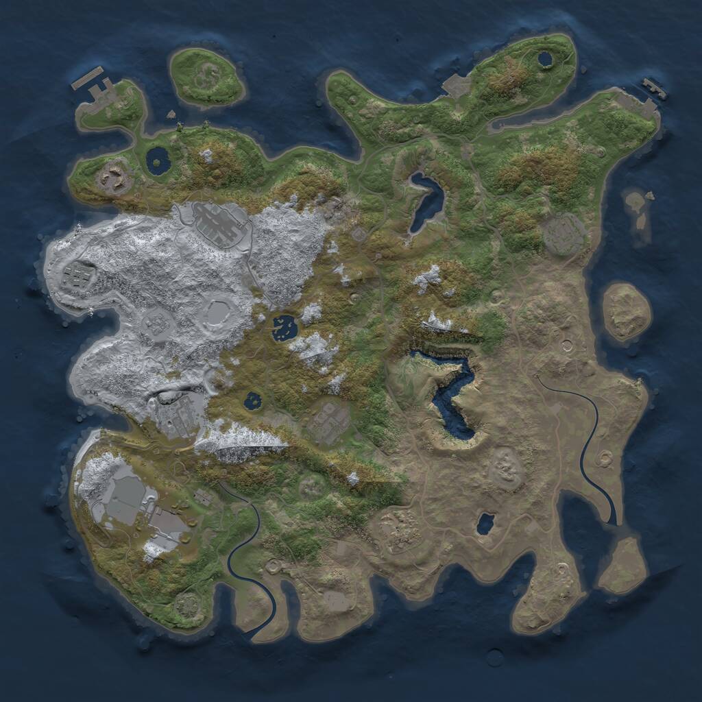 Rust Map: Procedural Map, Size: 4000, Seed: 1033248299, 15 Monuments