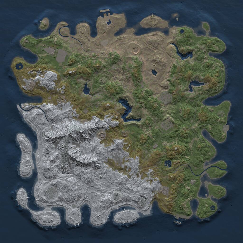 Rust Map: Procedural Map, Size: 5000, Seed: 344269276, 17 Monuments