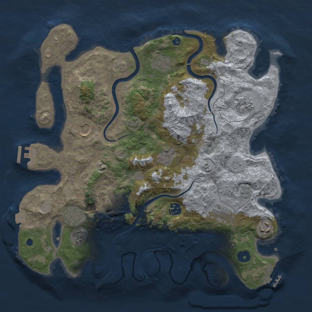 Rust Map: Procedural Map, Size: 3700, Seed: 62840143, 16 Monuments