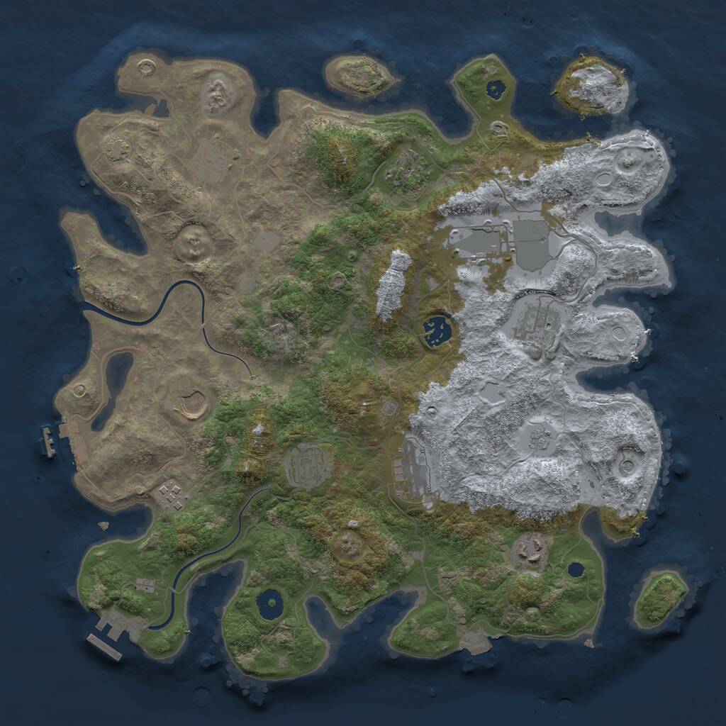 Rust Map: Procedural Map, Size: 3800, Seed: 1942177104, 16 Monuments