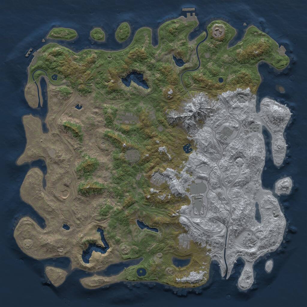 Rust Map: Procedural Map, Size: 5000, Seed: 791999581, 17 Monuments