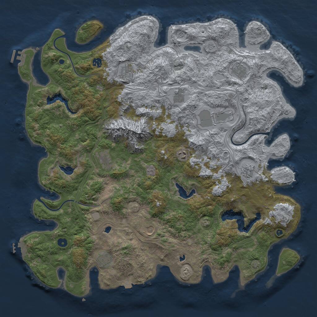 Rust Map: Procedural Map, Size: 5000, Seed: 1063651351, 17 Monuments