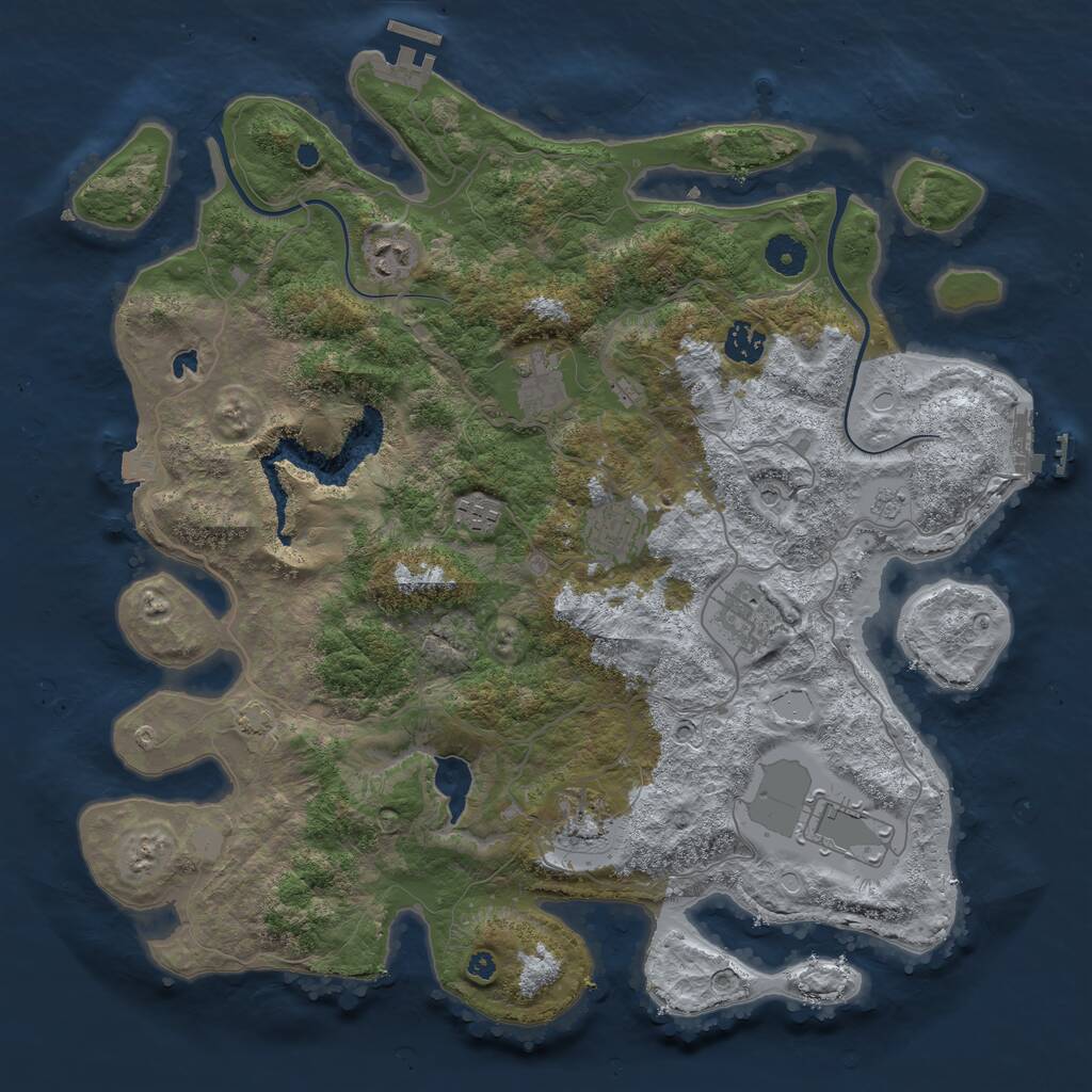 Rust Map: Procedural Map, Size: 4000, Seed: 369981410, 14 Monuments