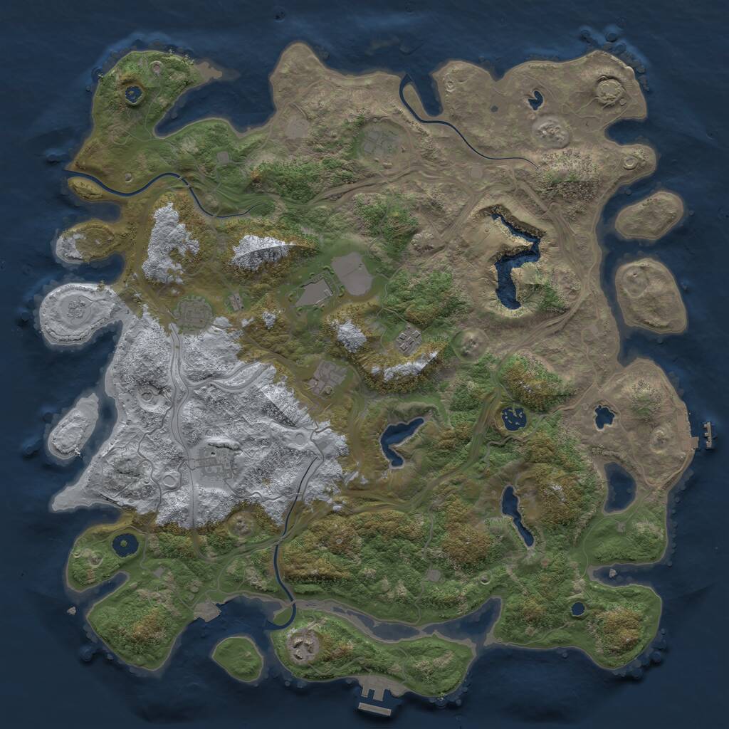 Rust Map: Procedural Map, Size: 4500, Seed: 744093721, 14 Monuments