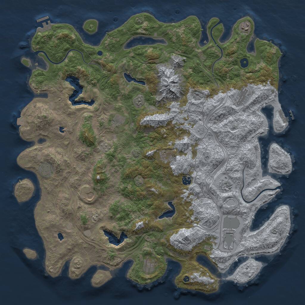 Rust Map: Procedural Map, Size: 5000, Seed: 530404787, 17 Monuments