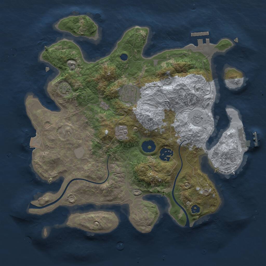 Rust Map: Procedural Map, Size: 3000, Seed: 324422104, 9 Monuments