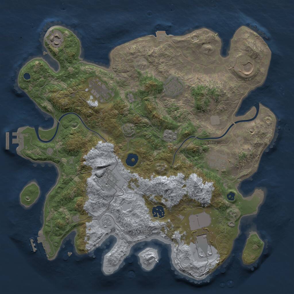 Rust Map: Procedural Map, Size: 3500, Seed: 1643548320, 14 Monuments