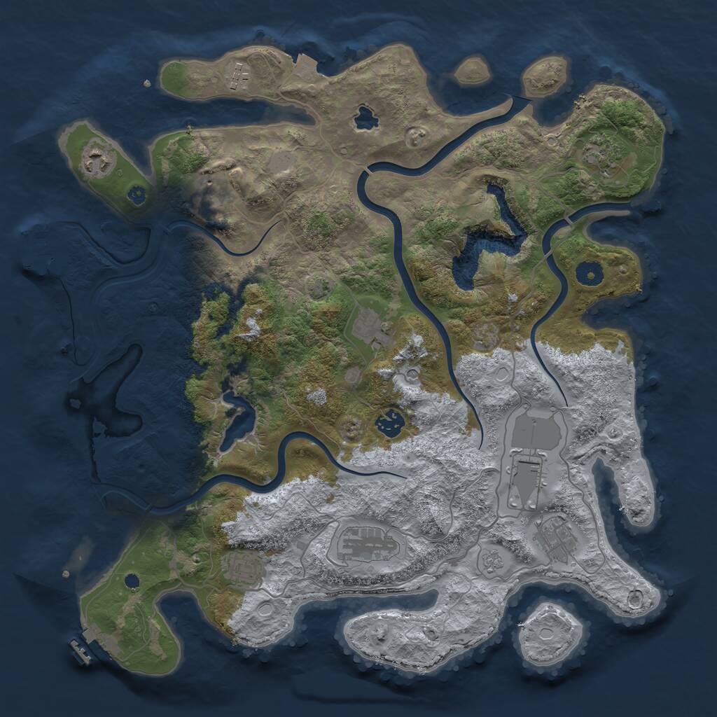 Rust Map: Procedural Map, Size: 4000, Seed: 353114, 16 Monuments