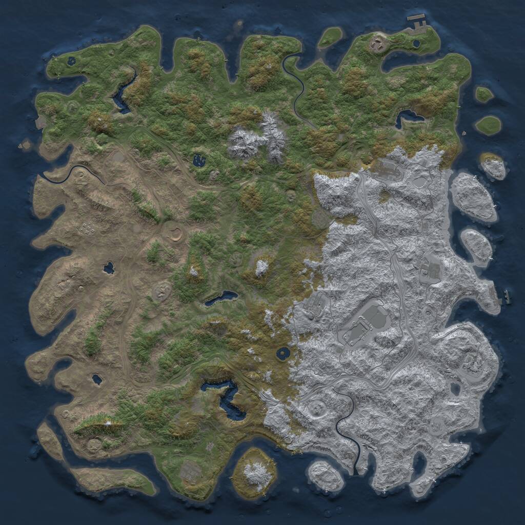 Rust Map: Procedural Map, Size: 6000, Seed: 1943641636, 17 Monuments