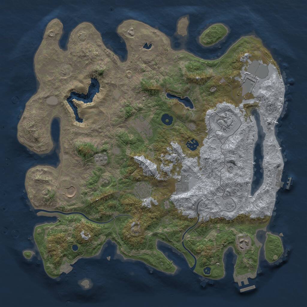 Rust Map: Procedural Map, Size: 4000, Seed: 1207439296, 15 Monuments