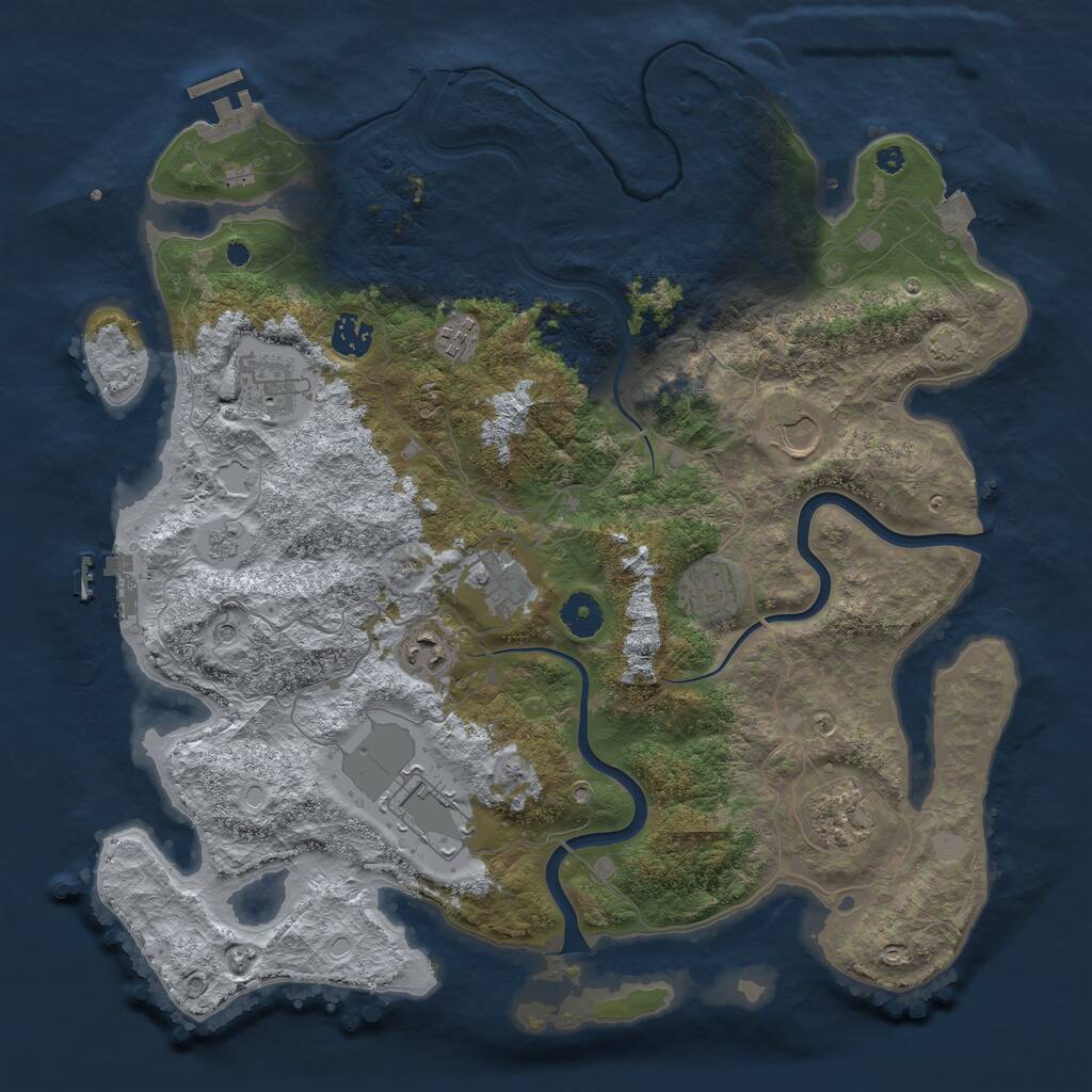 Rust Map: Procedural Map, Size: 3900, Seed: 539487177, 15 Monuments