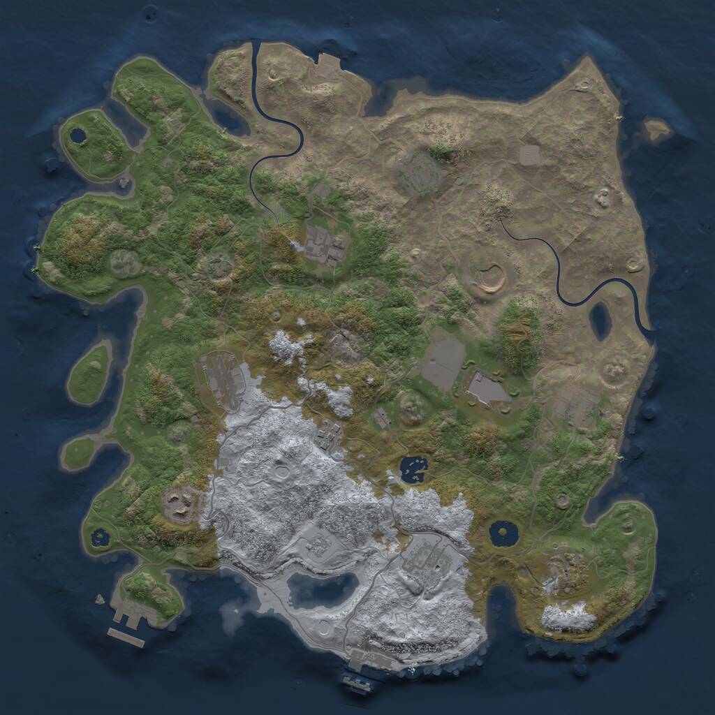 Rust Map: Procedural Map, Size: 3800, Seed: 65740868, 16 Monuments