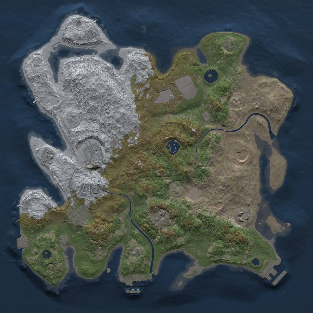 Rust Map: Procedural Map, Size: 3500, Seed: 124578, 13 Monuments