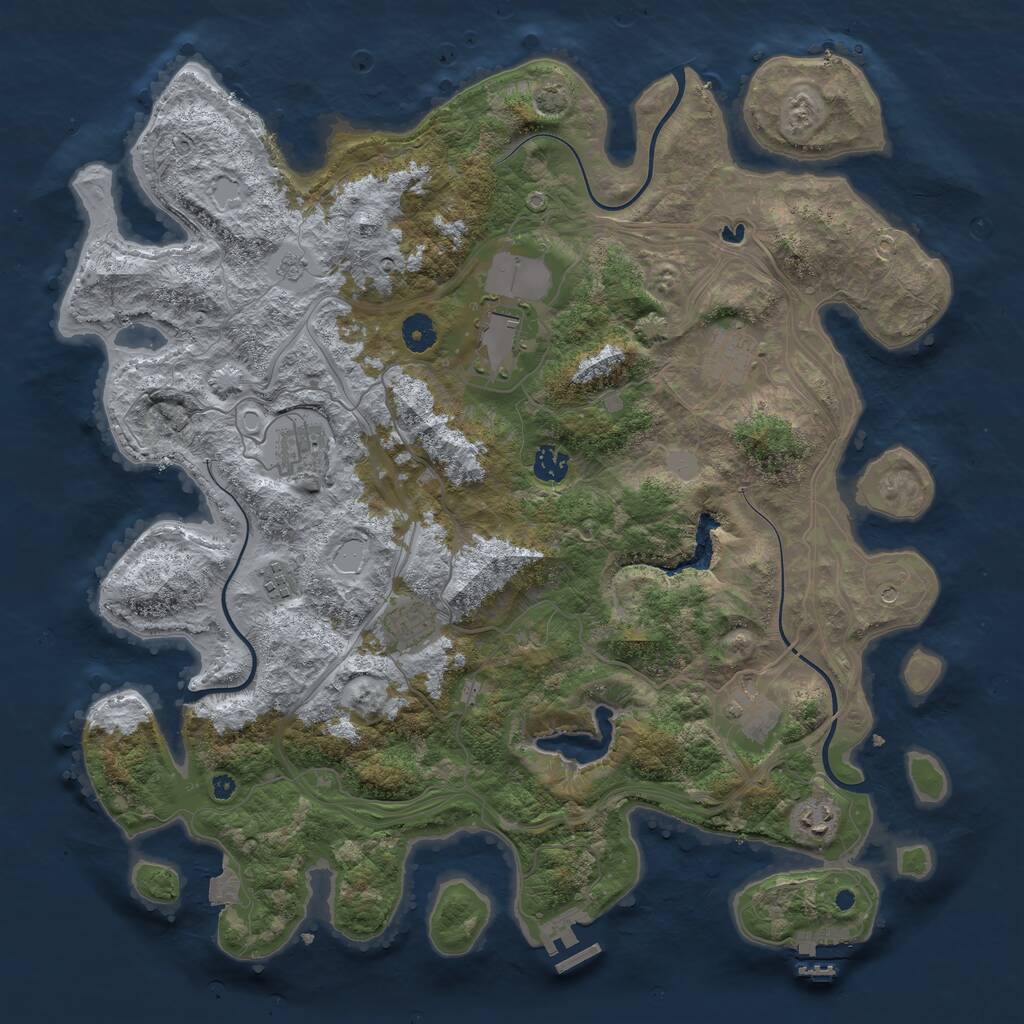 Rust Map: Procedural Map, Size: 4250, Seed: 630633042, 14 Monuments