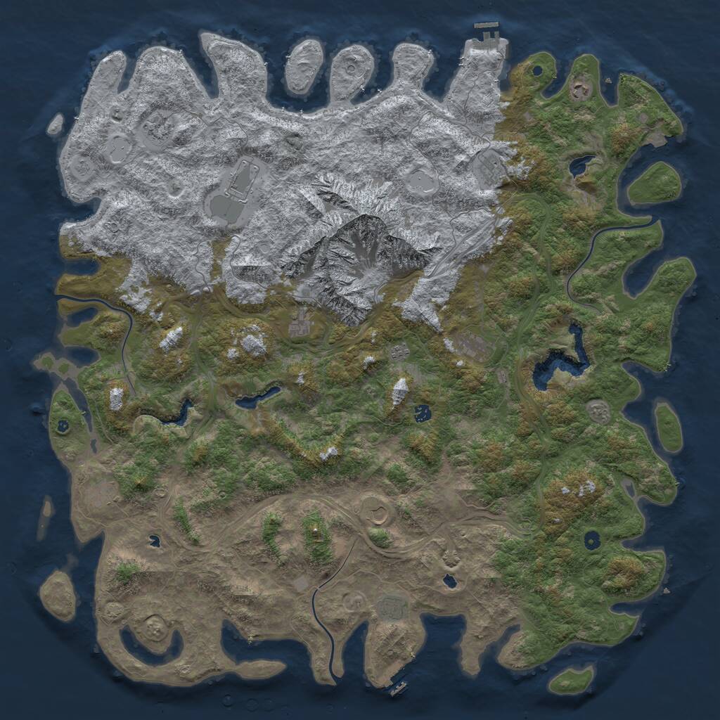 Rust Map: Procedural Map, Size: 6000, Seed: 101010, 19 Monuments