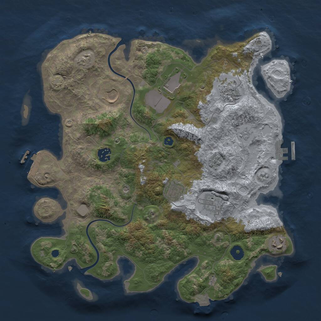 Rust Map: Procedural Map, Size: 3500, Seed: 242817066, 14 Monuments