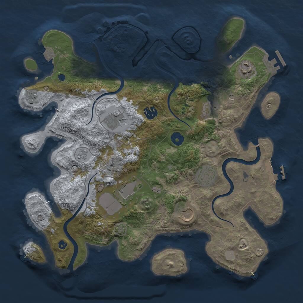 Rust Map: Procedural Map, Size: 3500, Seed: 1725652619, 16 Monuments