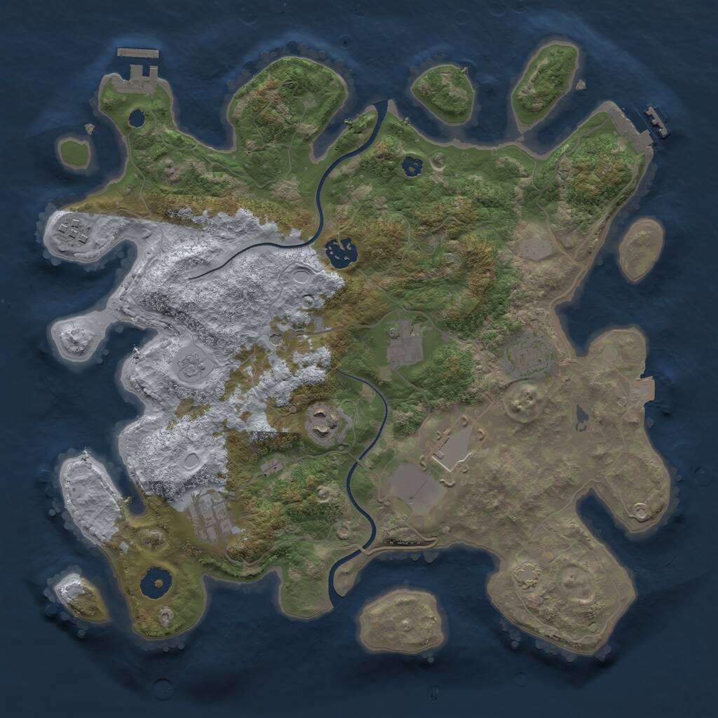 Rust Map: Procedural Map, Size: 3500, Seed: 1725652619, 13 Monuments