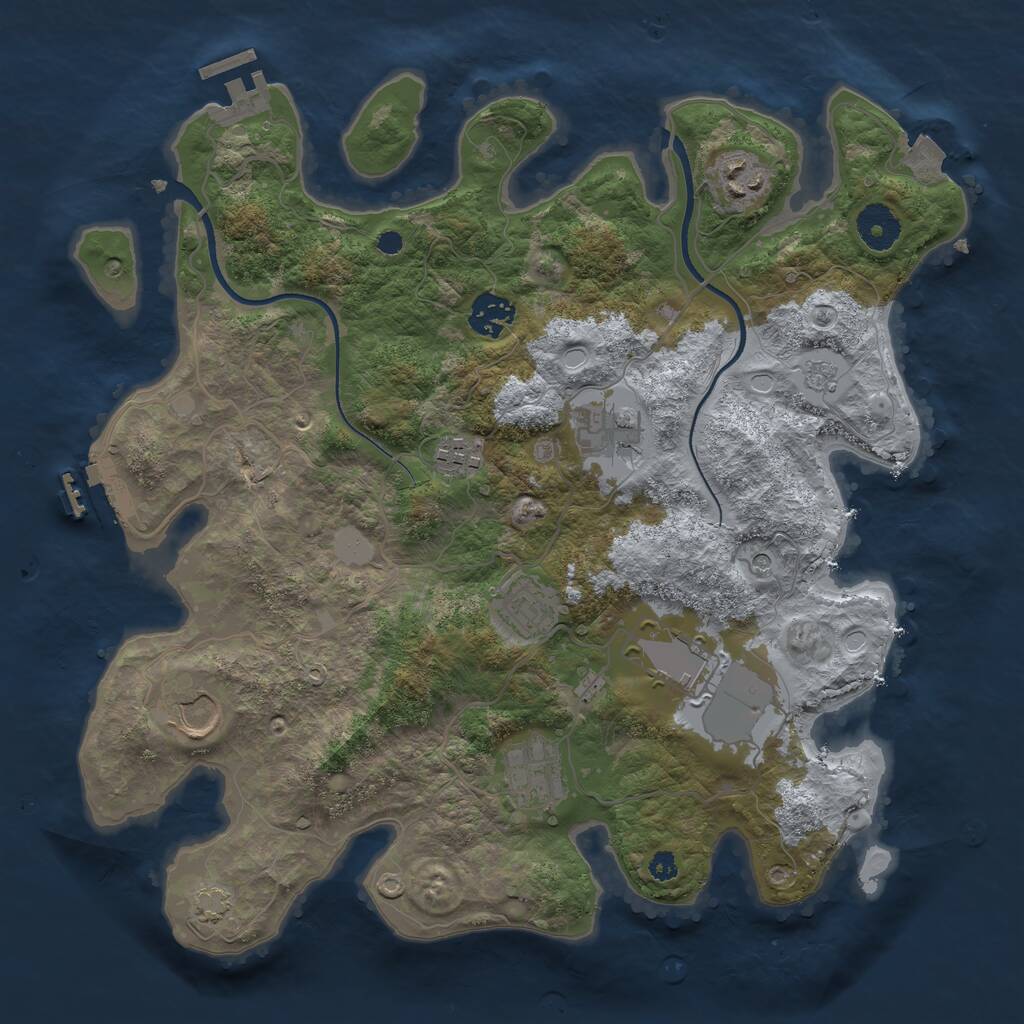 Rust Map: Procedural Map, Size: 3500, Seed: 1609703156, 14 Monuments