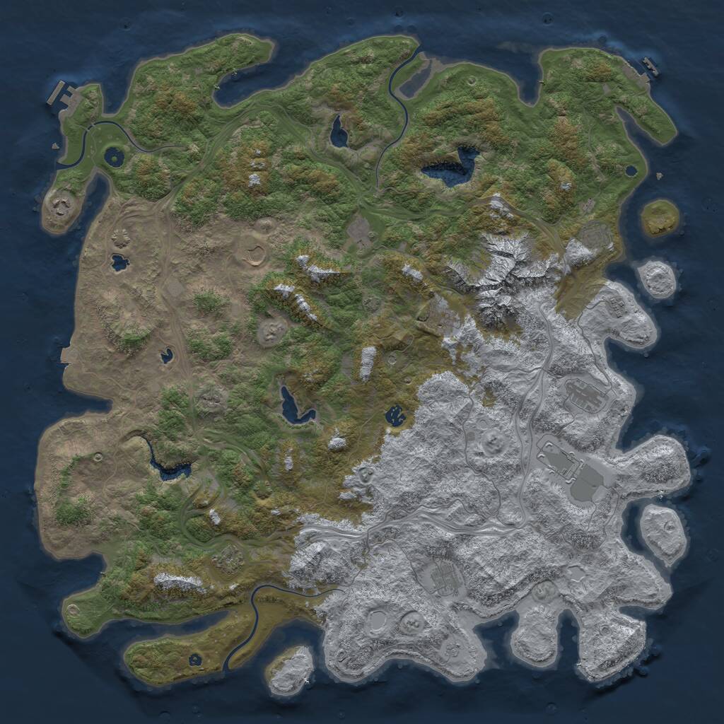 Rust Map: Procedural Map, Size: 5500, Seed: 1932902660, 17 Monuments