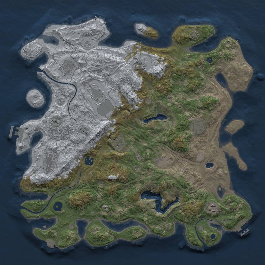 Rust Map: Procedural Map, Size: 4250, Seed: 1466650509, 18 Monuments