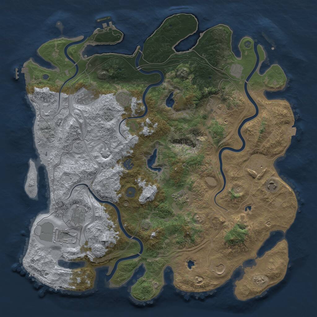 Rust Map: Procedural Map, Size: 4500, Seed: 1941132009, 19 Monuments
