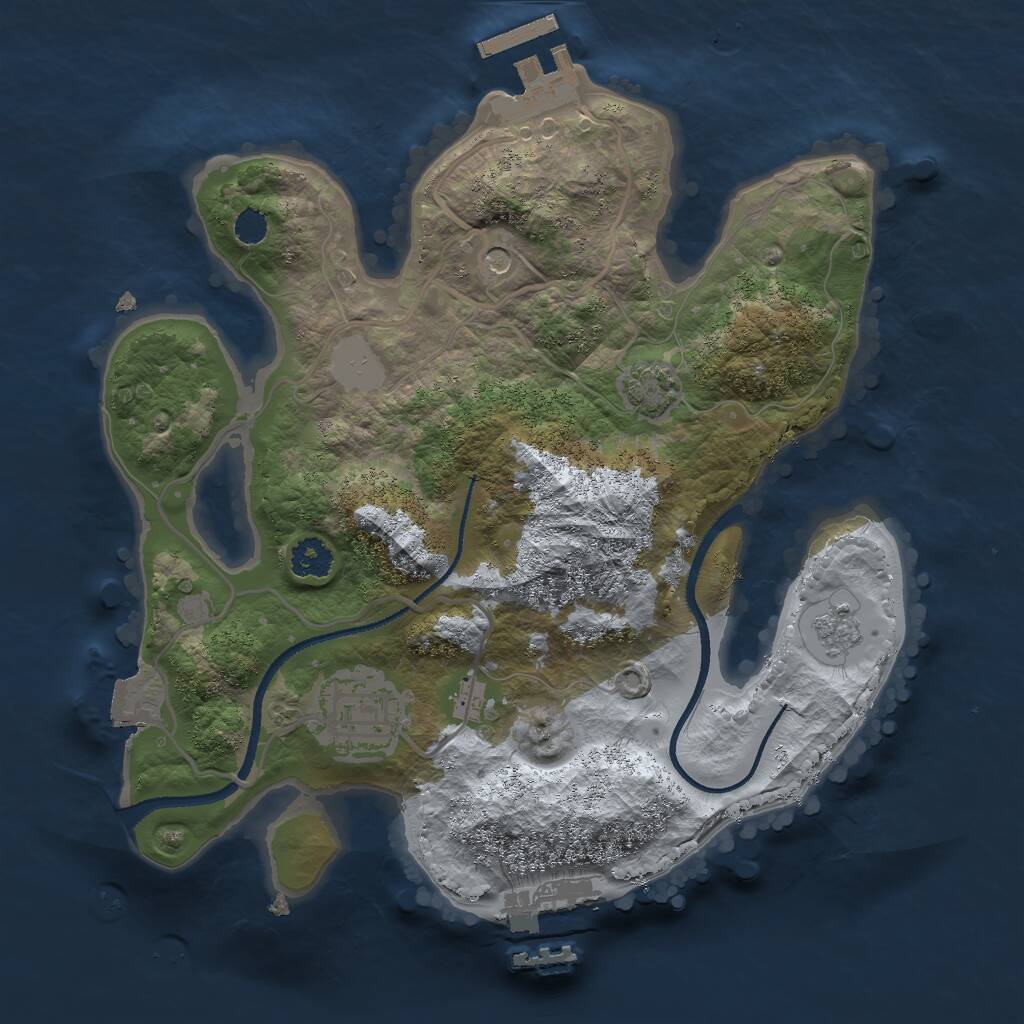 Rust Map: Procedural Map, Size: 2500, Seed: 1766494297, 7 Monuments