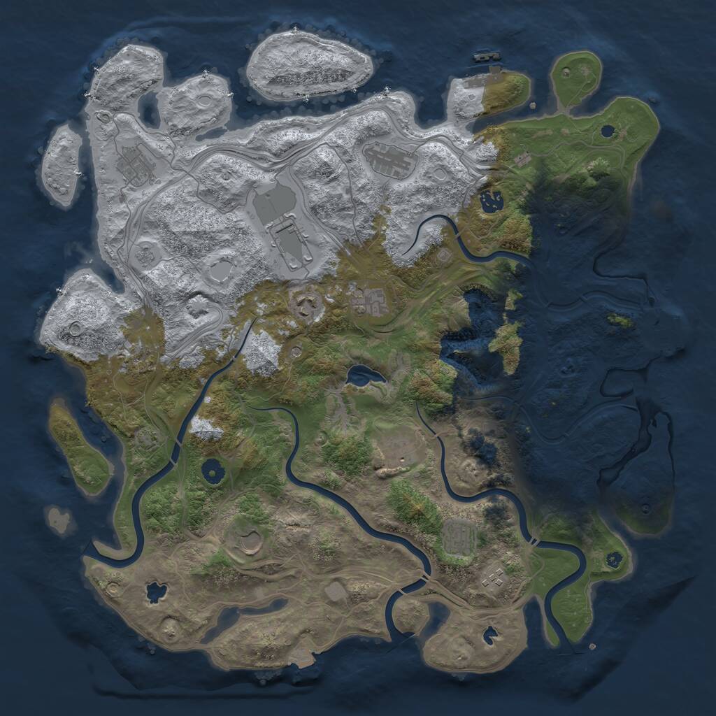 Rust Map: Procedural Map, Size: 4500, Seed: 496135626, 19 Monuments
