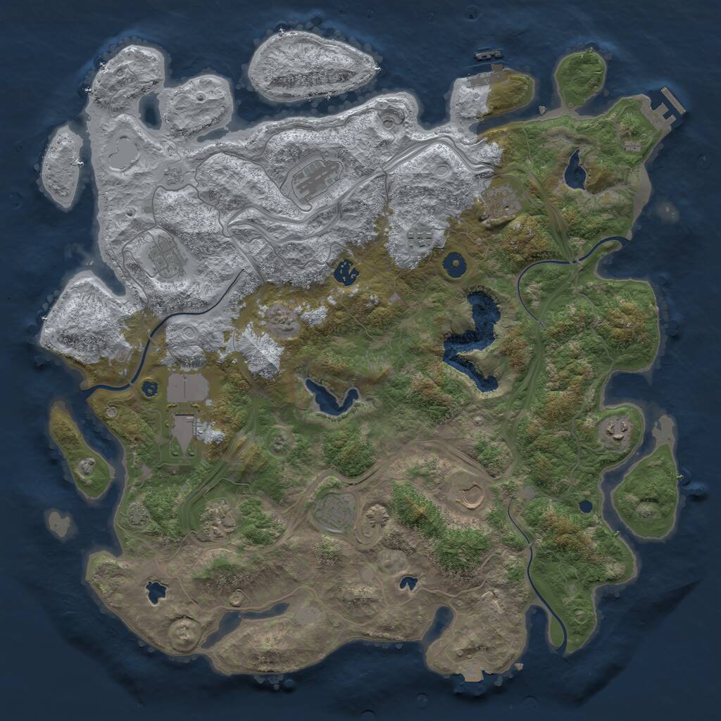 Rust Map: Procedural Map, Size: 4500, Seed: 496135626, 16 Monuments