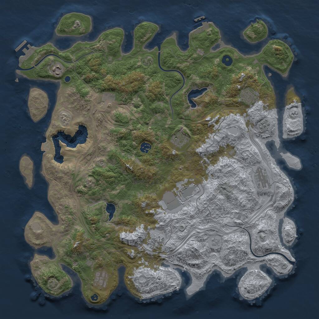 Rust Map: Procedural Map, Size: 4500, Seed: 970402704, 16 Monuments