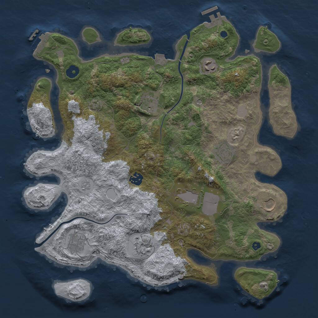Rust Map: Procedural Map, Size: 3750, Seed: 718406279, 15 Monuments