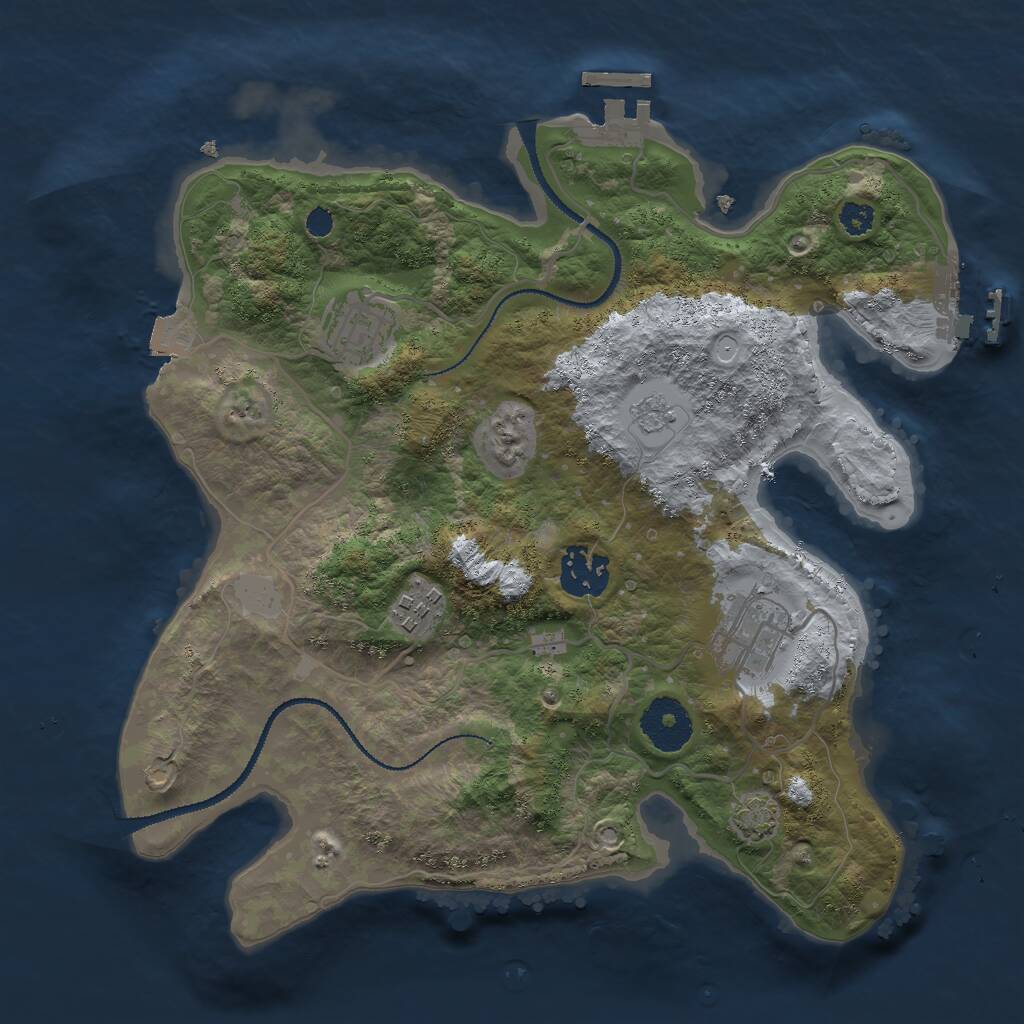 Rust Map: Procedural Map, Size: 3000, Seed: 1166759875, 9 Monuments