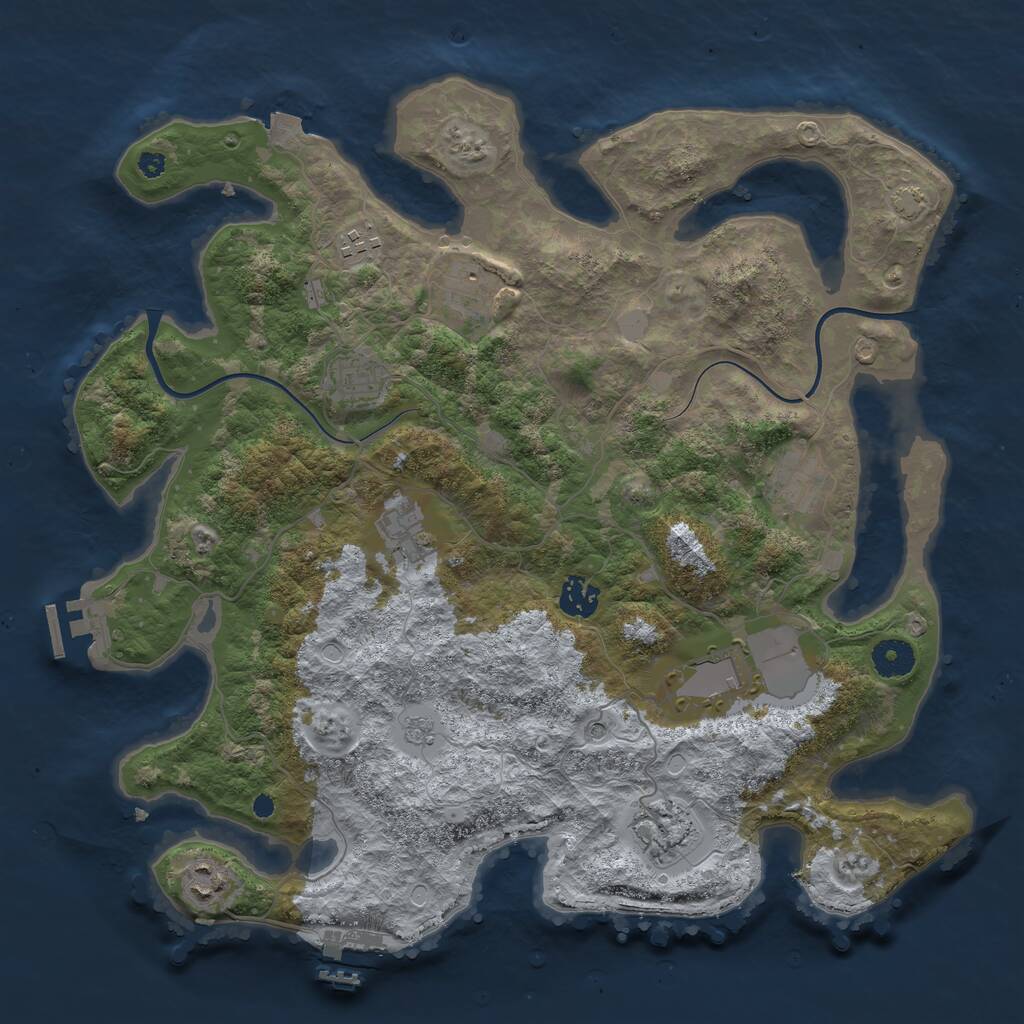 Rust Map: Procedural Map, Size: 3800, Seed: 1802239069, 15 Monuments