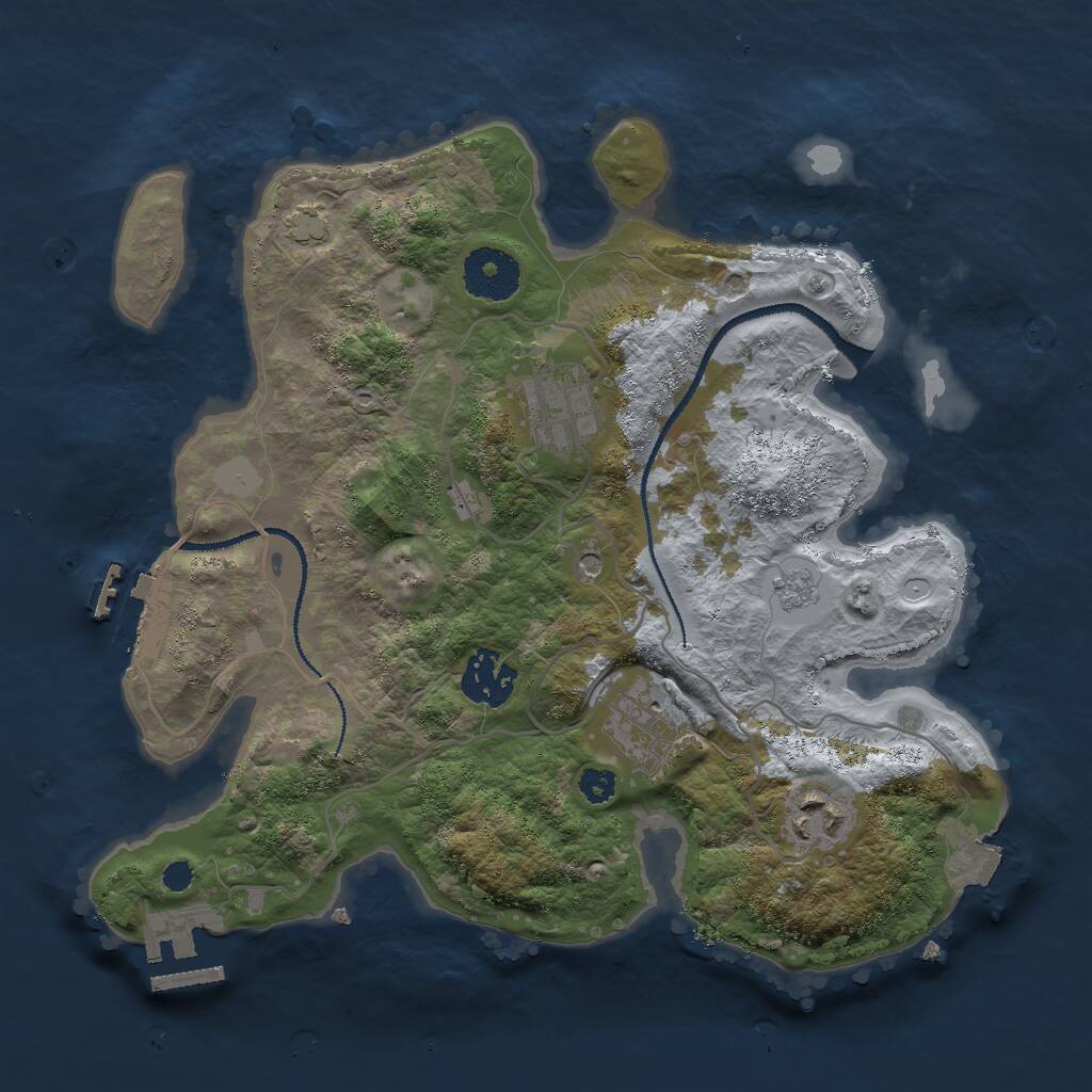 Rust Map: Procedural Map, Size: 3000, Seed: 30741, 10 Monuments