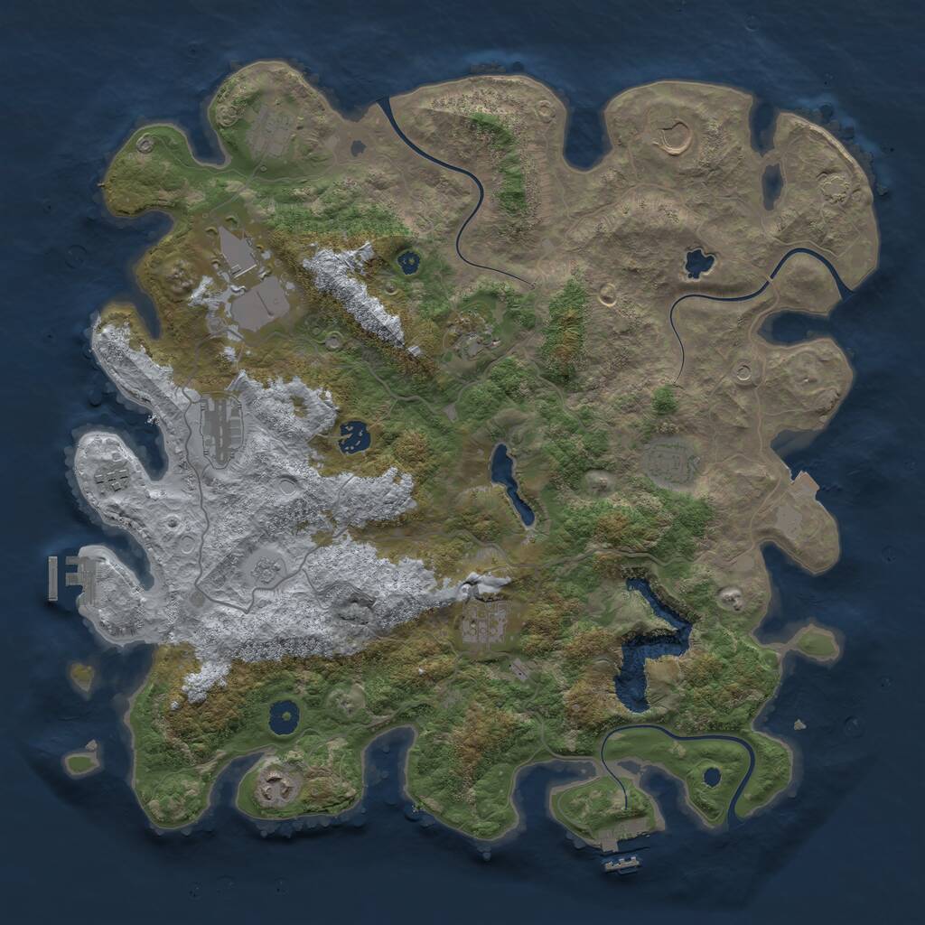 Rust Map: Procedural Map, Size: 4200, Seed: 654335, 16 Monuments