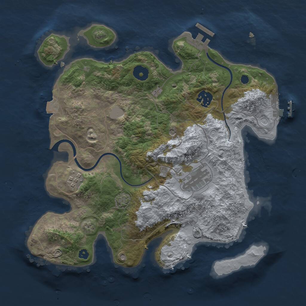 Rust Map: Procedural Map, Size: 3000, Seed: 435326, 8 Monuments