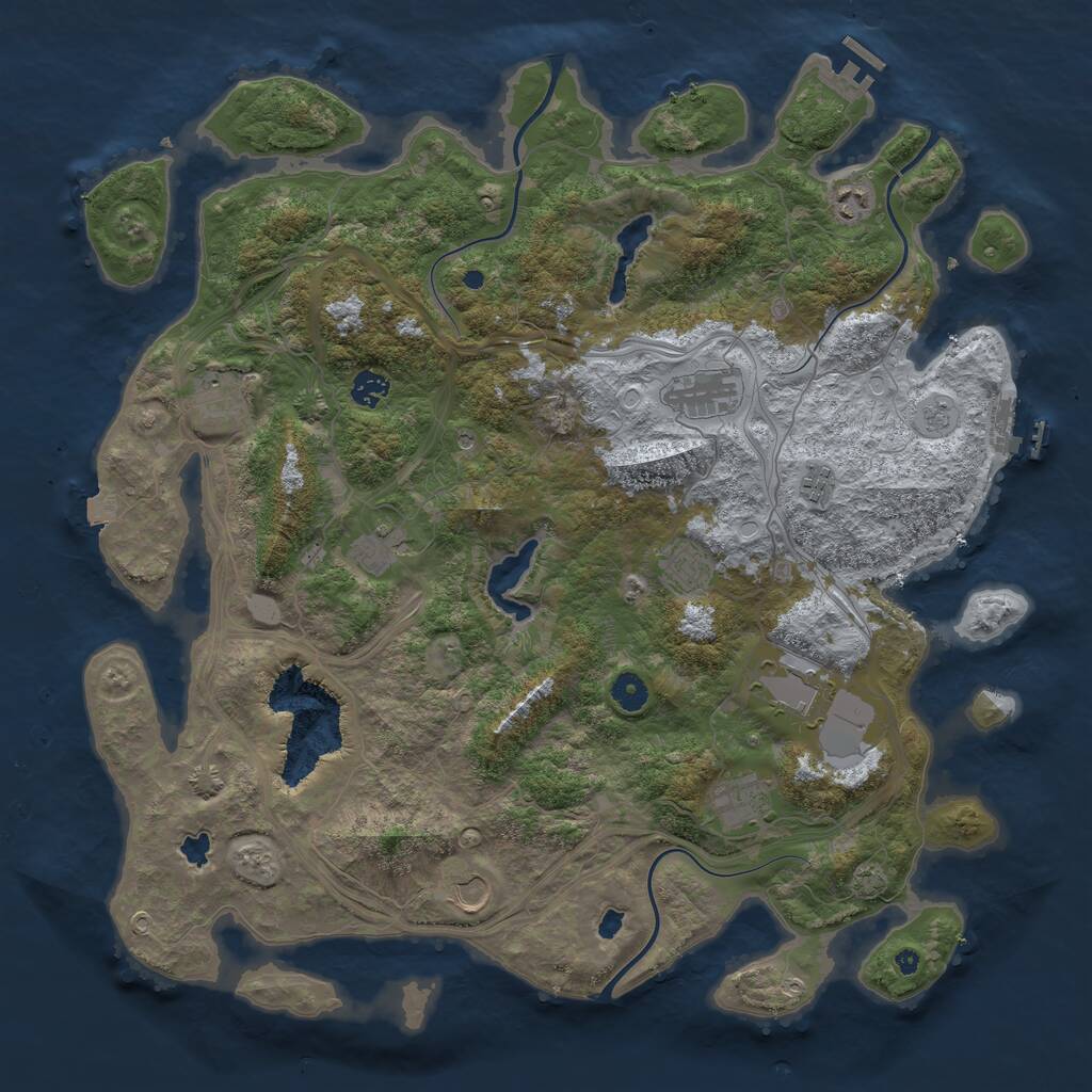 Rust Map: Procedural Map, Size: 4500, Seed: 620451553, 16 Monuments